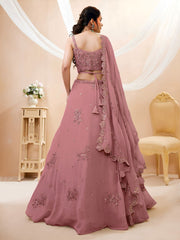 Women Green Georgette Lehenga Choli Set,Zari, Dori & Sequins Embroidery Work