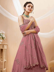 Women Green Georgette Lehenga Choli Set,Zari, Dori & Sequins Embroidery Work