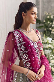 Women’s Embroidered Lehenga Choli Set with Sequin Work and Pink Dupatta