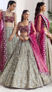 Women’s Embroidered Lehenga Choli Set with Sequin Work and Pink Dupatta