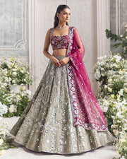 Women’s Embroidered Lehenga Choli Set with Sequin Work and Pink Dupatta