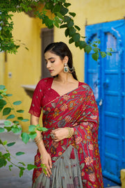 Women’s Printed Lehenga Choli Set with Floral Print Dupatta