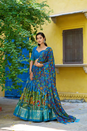 Women’s Printed Lehenga Choli Set with Floral Print Dupatta