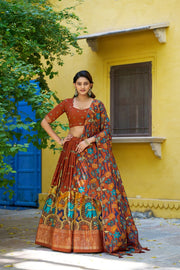 Women’s Printed Lehenga Choli Set with Floral Print Dupatta