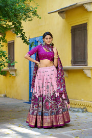 Women’s Printed Lehenga Choli Set with Floral Print Dupatta