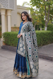 Women’s Anarkali Gown with Embroidered Dupatta Full Sleeve Flared Ethnic Long Dress