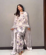 Women’s Floral Printed Embroidered Palazzo Salwar Suit Set with Dupatta