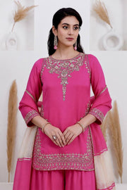 Women’s Pure Natural Crepe Silk Embroidered Salwar Suit Set