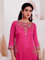 Women’s Pure Natural Crepe Silk Embroidered Salwar Suit Set