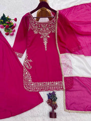 Women’s Pure Natural Crepe Silk Embroidered Salwar Suit Set