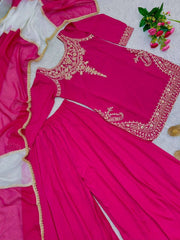 Women’s Pure Natural Crepe Silk Embroidered Salwar Suit Set