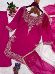 Women’s Pure Natural Crepe Silk Embroidered Salwar Suit Set
