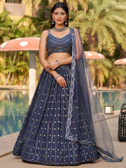 Women’s New Lahenga Choli Sequins Embroidered Lehenga Choli with Dupatta