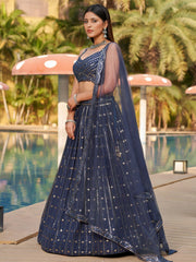 Women’s New Lahenga Choli Sequins Embroidered Lehenga Choli with Dupatta