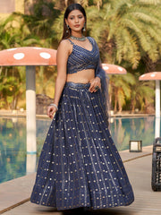 Women’s New Lahenga Choli Sequins Embroidered Lehenga Choli with Dupatta