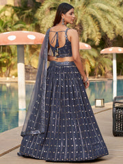 Women’s New Lahenga Choli Sequins Embroidered Lehenga Choli with Dupatta