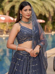 Women’s New Lahenga Choli Sequins Embroidered Lehenga Choli with Dupatta
