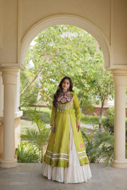 Women’s Kutchi Mirror Work Lehenga Choli With Kurti