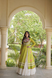 Women’s Kutchi Mirror Work Lehenga Choli With Kurti