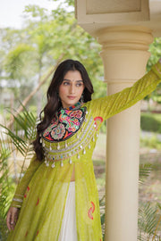 Women’s Kutchi Mirror Work Lehenga Choli With Kurti
