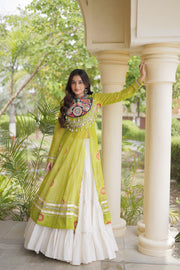 Women’s Kutchi Mirror Work Lehenga Choli With Kurti