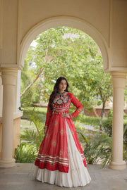 Women’s Kutchi Mirror Work Lehenga Choli With Kurti