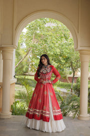 Women’s Kutchi Mirror Work Lehenga Choli With Kurti