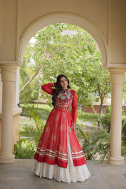 Women’s Kutchi Mirror Work Lehenga Choli With Kurti