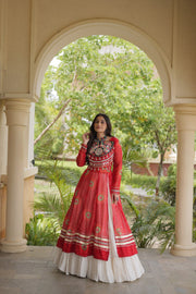 Women’s Kutchi Mirror Work Lehenga Choli With Kurti