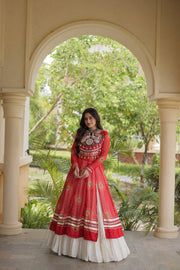 Women’s Kutchi Mirror Work Lehenga Choli With Kurti