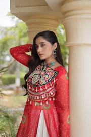 Women’s Kutchi Mirror Work Lehenga Choli With Kurti