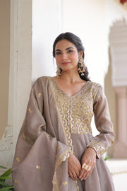 Women’s Gown Embroidered Anarkali Suit Set with Dupatta