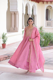 Women’s Gown Embroidered Anarkali Suit Set with Dupatta