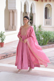 Women’s Gown Embroidered Anarkali Suit Set with Dupatta