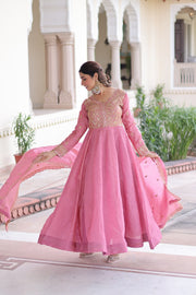 Women’s Gown Embroidered Anarkali Suit Set with Dupatta