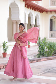 Women’s Gown Embroidered Anarkali Suit Set with Dupatta