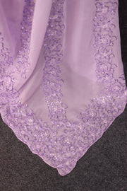 Women’s Purple Embroidered Saree with Floral Lace Border