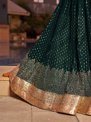 Women’s Green Gold Embroidered Lehenga Choli with Dupatta