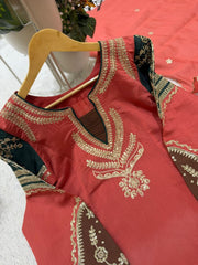 Women’s Mul Chanderi Embroidered Salwar Suit Set