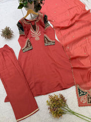 Women’s Mul Chanderi Embroidered Salwar Suit Set