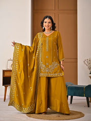 Women’s Embroidered Kurta Palazzo Salwar Suit Set with Dupatta