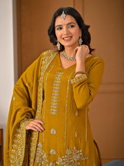 Women’s Embroidered Kurta Palazzo Salwar Suit Set with Dupatta
