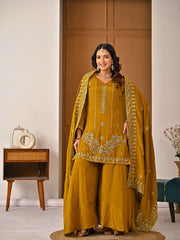 Women’s Embroidered Kurta Palazzo Salwar Suit Set with Dupatta