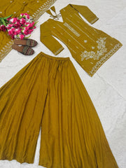 Women’s Embroidered Kurta Palazzo Salwar Suit Set with Dupatta
