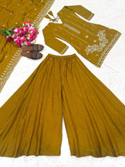 Women’s Embroidered Kurta Palazzo Salwar Suit Set with Dupatta