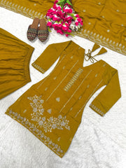 Women’s Embroidered Kurta Palazzo Salwar Suit Set with Dupatta