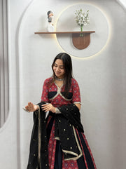 Women’s Black Printed Lehenga Choli with Dupatta