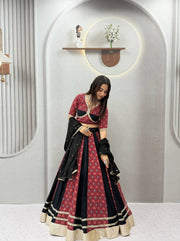 Women’s Black Printed Lehenga Choli with Dupatta