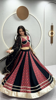 Women’s Black Printed Lehenga Choli with Dupatta