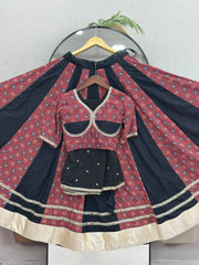 Women’s Black Printed Lehenga Choli with Dupatta